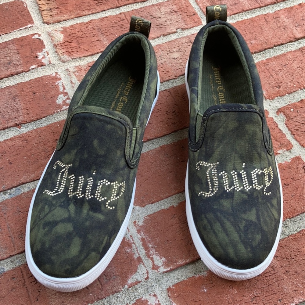 Juicy Couture Green Tie Dye Logo Graphics Slip-Ons